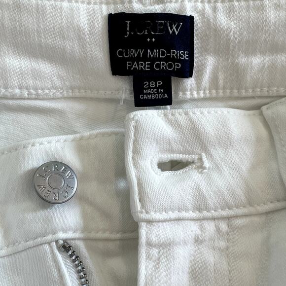 J.Crew Factory Curvy Mid Rise Flare Crop Jean Signature Stretch CG434 White P28 - Picture 15 of 16